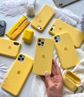 Husa silicon cu microfibra - iPhone - YELLOW